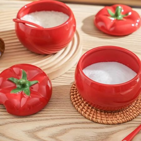 Sugar Jar, Tomato Ceramic Spice Jar, Storage Jar